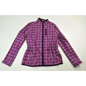 Izod Golf Pinkish Purple Geometric Print Full Zip Windbreaker Jacket Wms Small